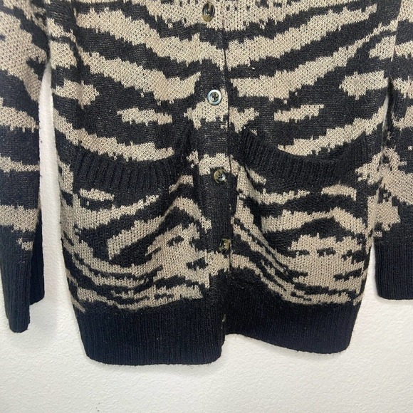 PAM & GELA Tiger Striped Pocketed Brown and Black Cardigan S - Picture 5 of 10